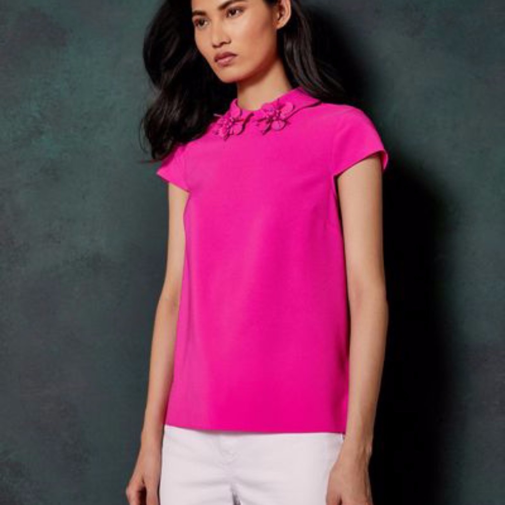 Ted Baker Ammah Embellished Collar Crepe Top